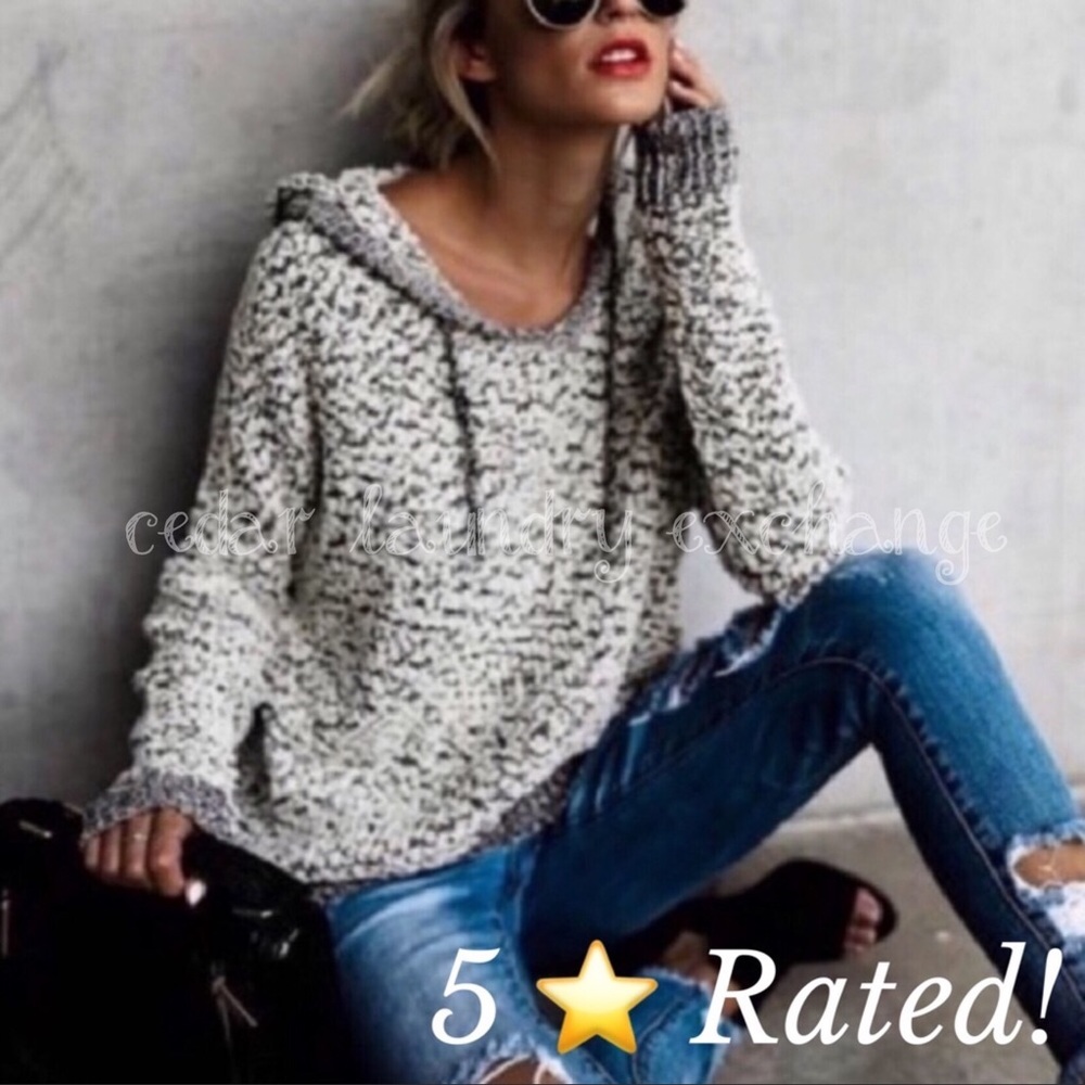 Black/White Popcorn Hooded Sweater